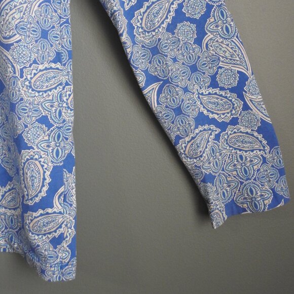 Kim Rogers Women's Crew Neck Long Sleeve Top Blue & White Paisley Large - Picture 3 of 6